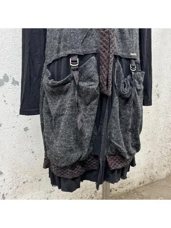 NWT Vintage Y2K C’fait Pour Vous Paris Technical Mixed-Media Dress - Picture 2 of 8